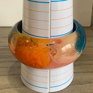 vintage multi-color swirl marbled Lucite or resin bangle bracelet 8 “